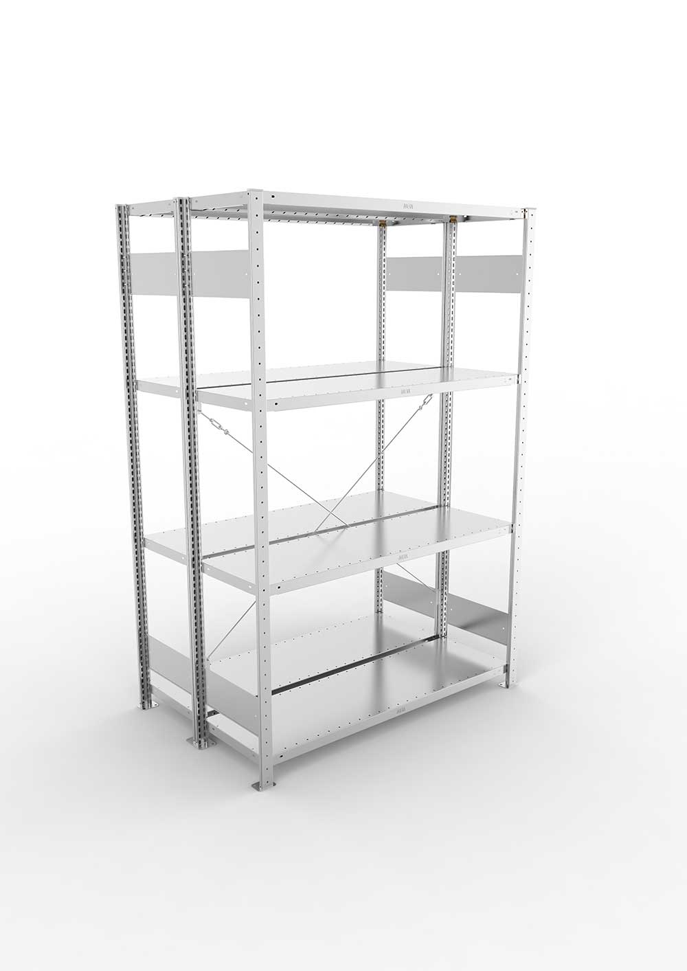 Metallregal Pro-Flex Stecksystem Doppelgrundregal – 200×130×40 cm, 230 kg, verzinkt