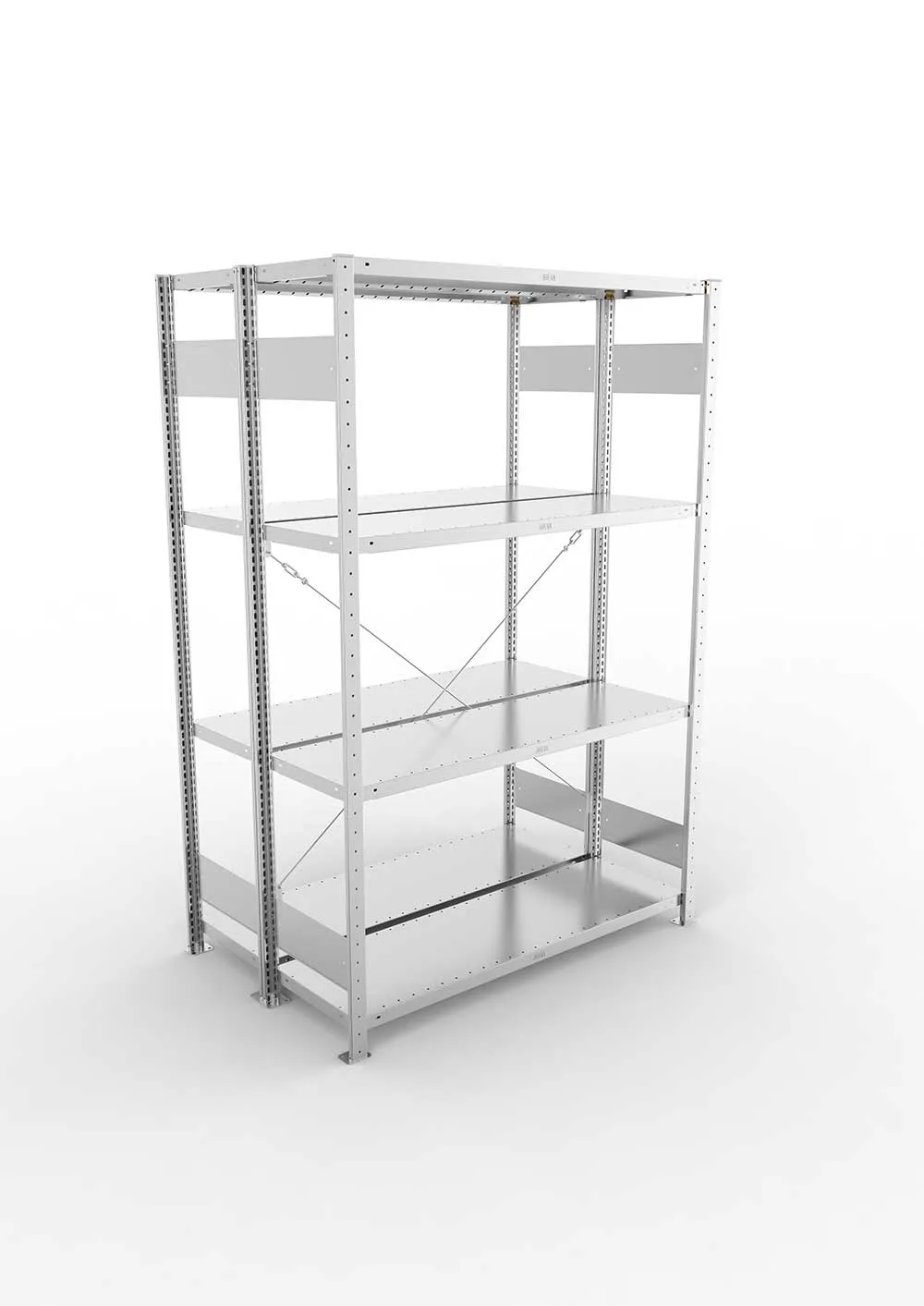 Metallregal Pro-Flex Stecksystem Doppelgrundregal – 200×130×40 cm, 230 kg, verzinkt