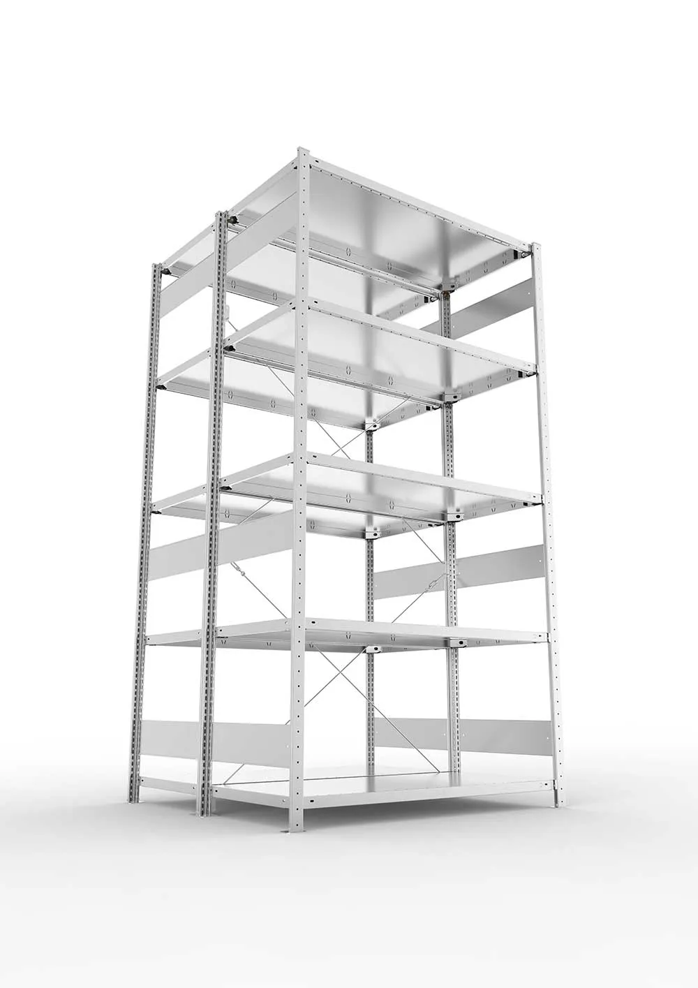 Metallregal Pro-Max Stecksystem Doppelgrundregal – 250×130×60 cm, 230 kg, verzinkt