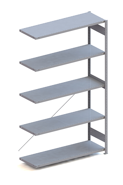 Metallregal Pro-Max Stecksystem Anbauregal – 250×150×50 cm, 200 kg, RAL 7035, 5 Böden