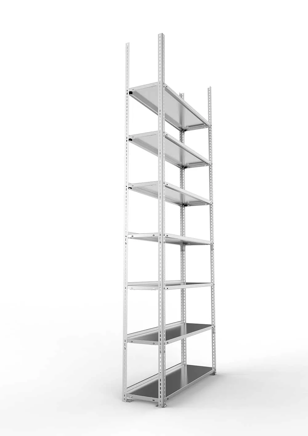 Büroregal Pro Schraubsystem Grundregal – 250×100×30 cm, verzinkt, einseitig