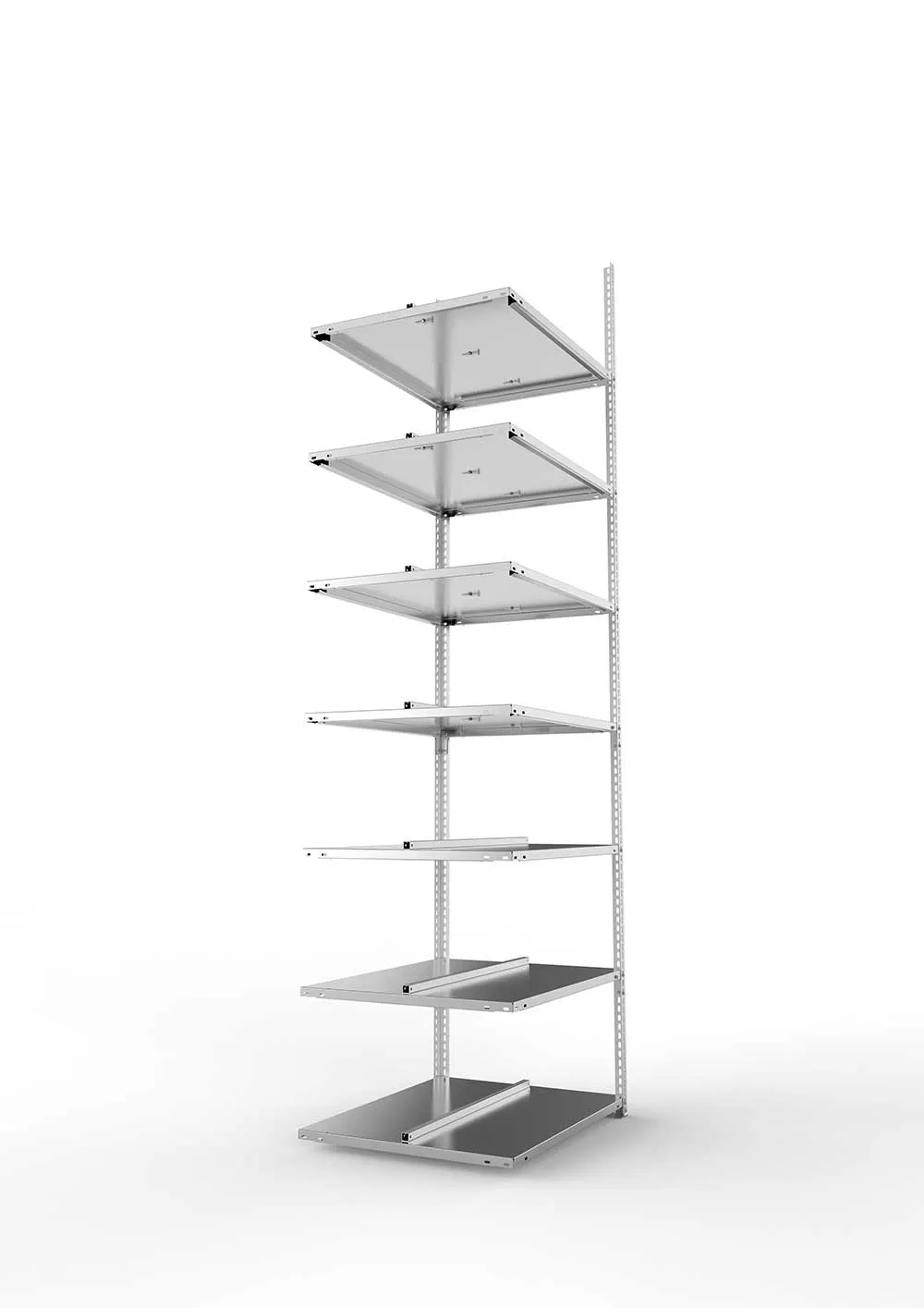 Büroregal Pro Schraubsystem Anbauregal – 250×75×60 cm, verzinkt, doppelseitig