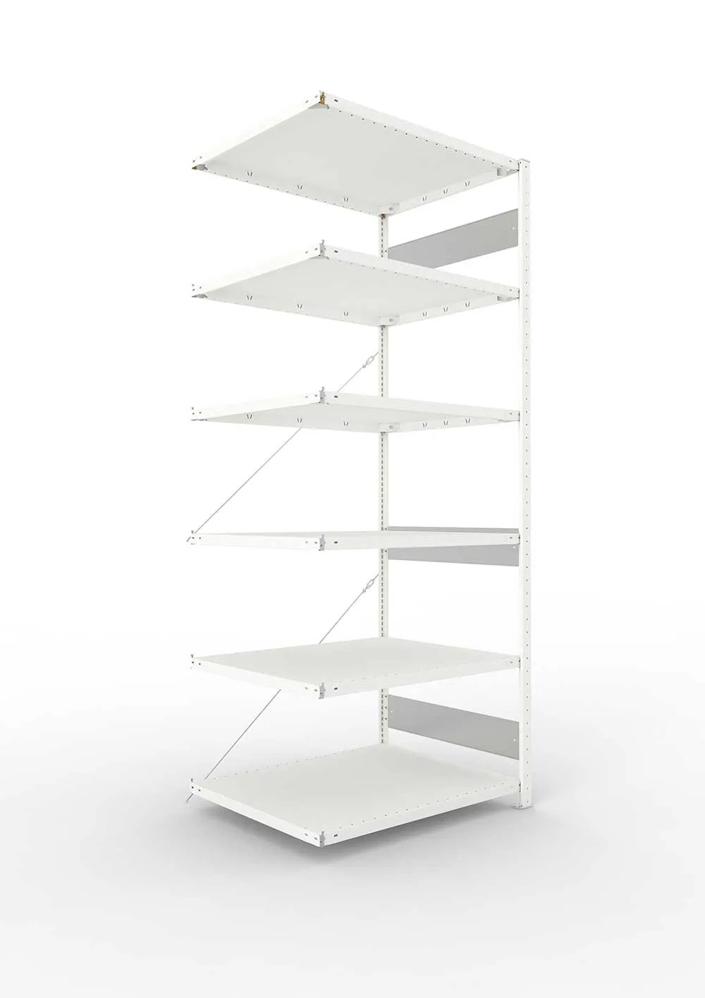 Metallregal Pro-Flex Stecksystem Anbauregal – 250×100×80 cm, 230 kg, RAL 7035, 6 Böden