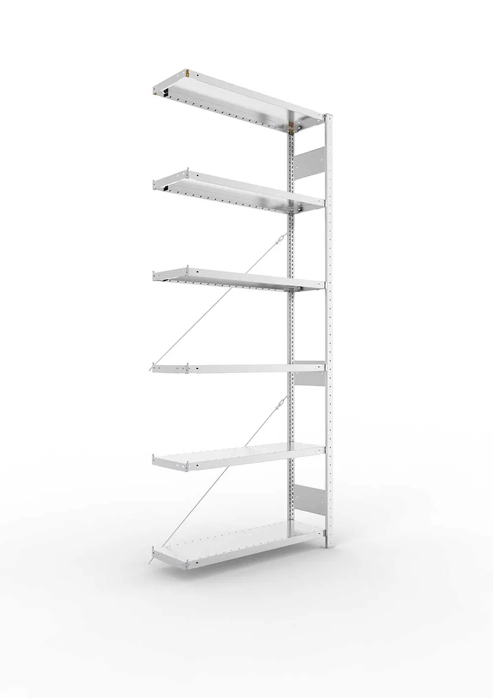 Kellerregal Pro-Flex Stecksystem Anbauregal – 250×100×30 cm, 230 kg, verzinkt, 6 Böden