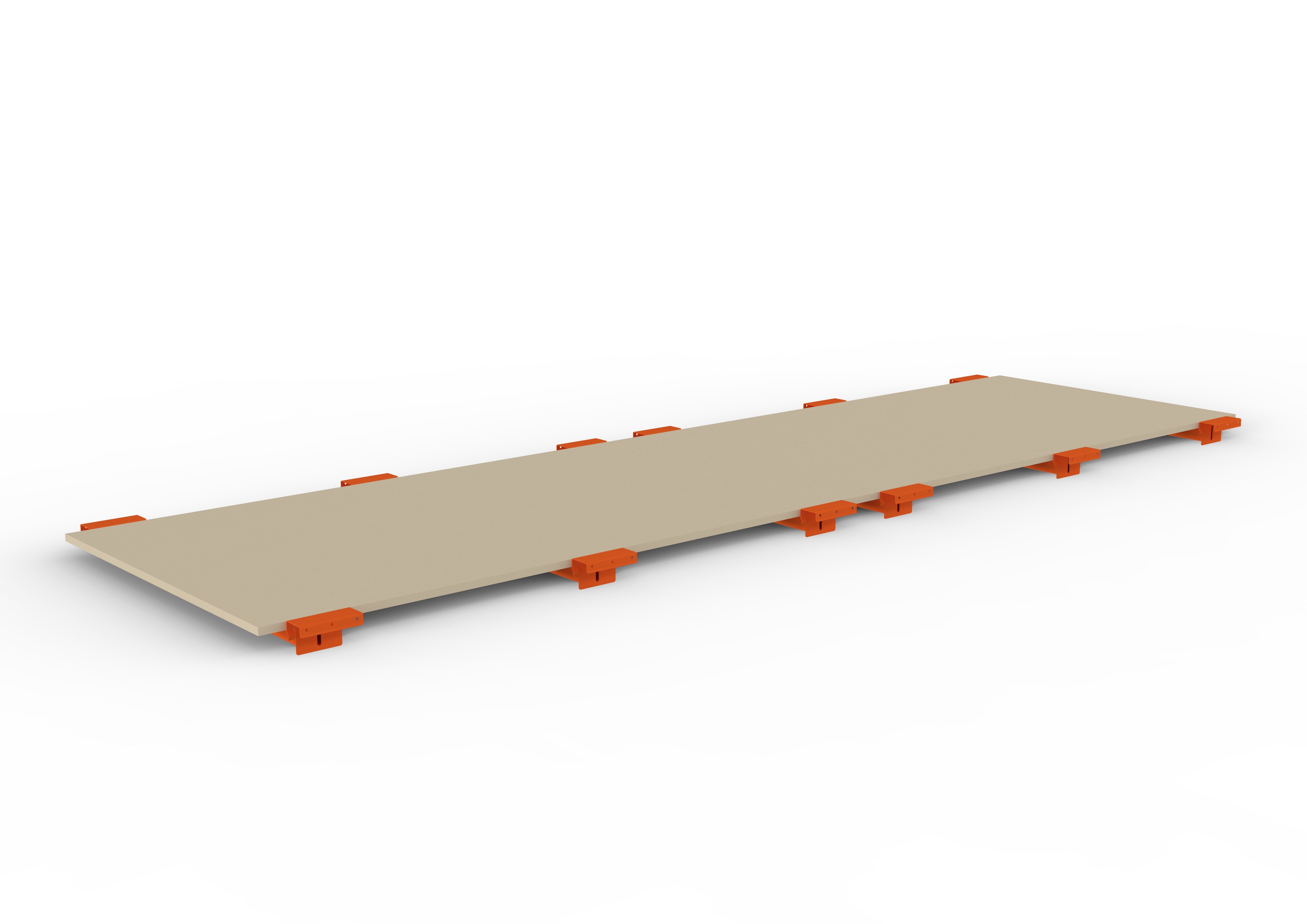 Palettenregal Spanplattenboden 3600 x 1100 x 19 mm mit abgesetzten Tiefenauflagen für Palettenregal Patronum