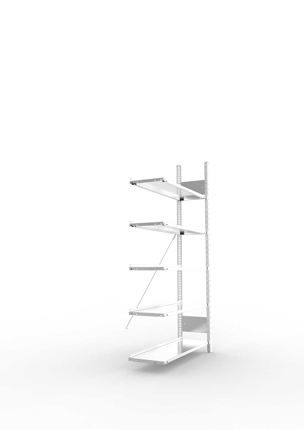 Büroregal Aktenregal als Steckregal AR 1850 x 1000 x 300 vzk kpl. mit 5 Böden ohne Abdeckboden - einseitig – detaillierte Produktabbildung