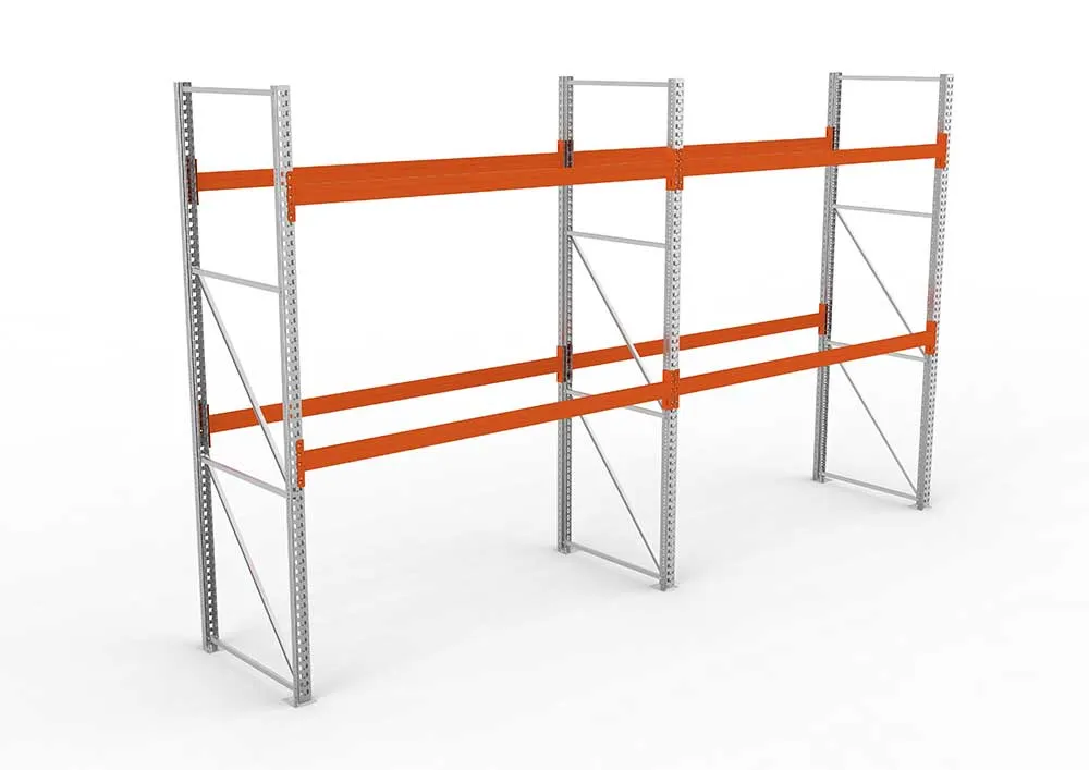 Palettenregal Grundmodul – 330×566×110 cm, bis 800 kg, 3 Ebenen