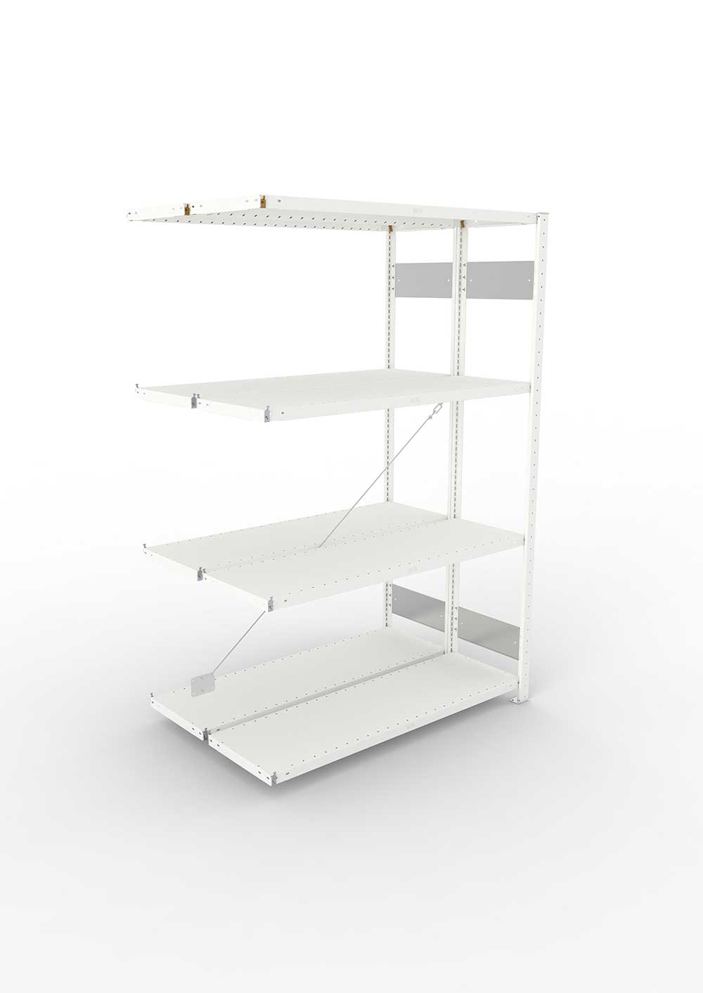 Metallregal Pro-Flex Stecksystem Doppelanbauregal – 200×130×40 cm, 230 kg, RAL 7035
