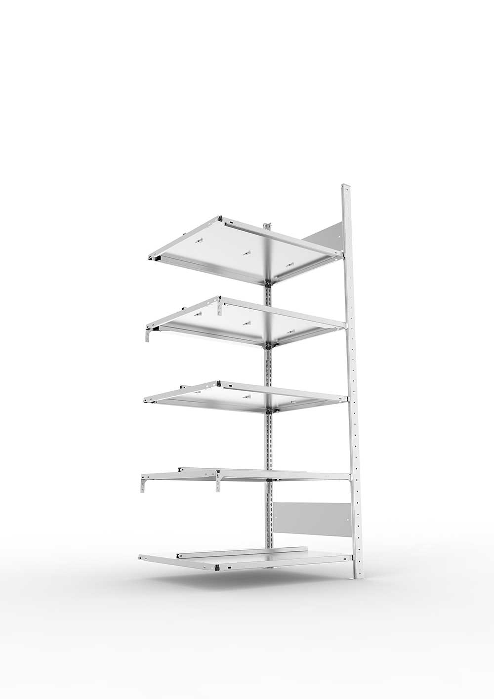 Büroregal Pro-Flex Stecksystem Anbauregal – 185×75×60 cm, verzinkt, doppelseitig