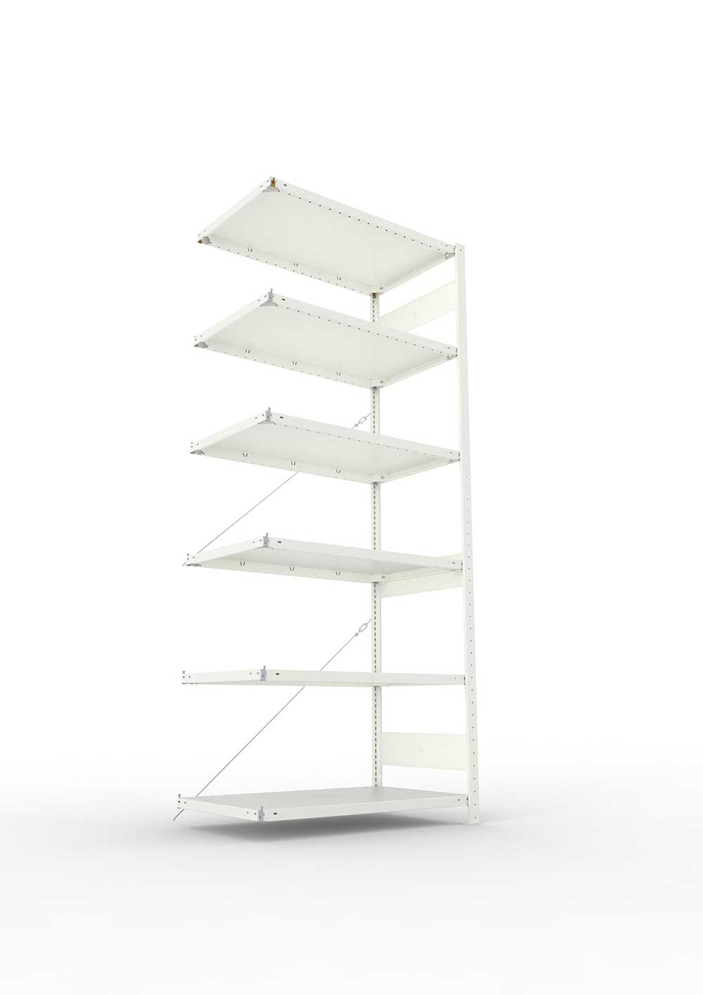 Metallregal Pro-Max Stecksystem Anbauregal – 250×100×60 cm, 150 kg, RAL 7035, 6 Böden