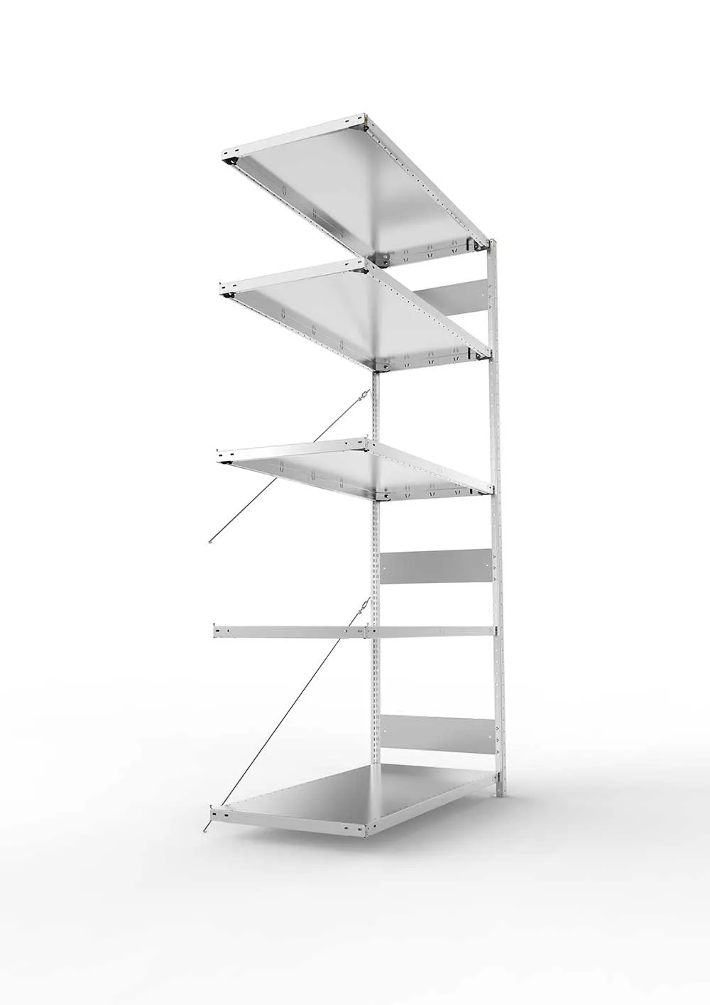 Metallregal Pro-Flex Stecksystem Anbauregal – 250×130×60 cm, 230 kg, verzinkt, 5 Böden