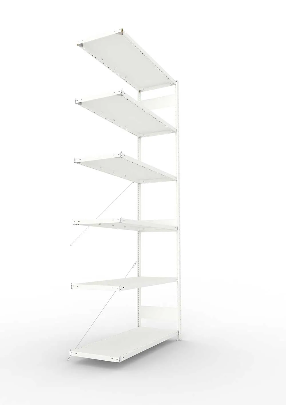 Metallregal Pro-Max Stecksystem Anbauregal – 300×130×50 cm, 230 kg, RAL 7035, 6 Böden