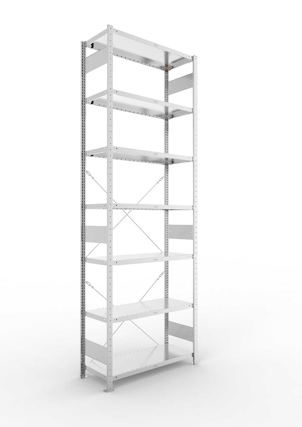 Metallregal Pro-Max Stecksystem Grundregal – 300×100×40 cm, 230 kg, verzinkt, 7 Böden