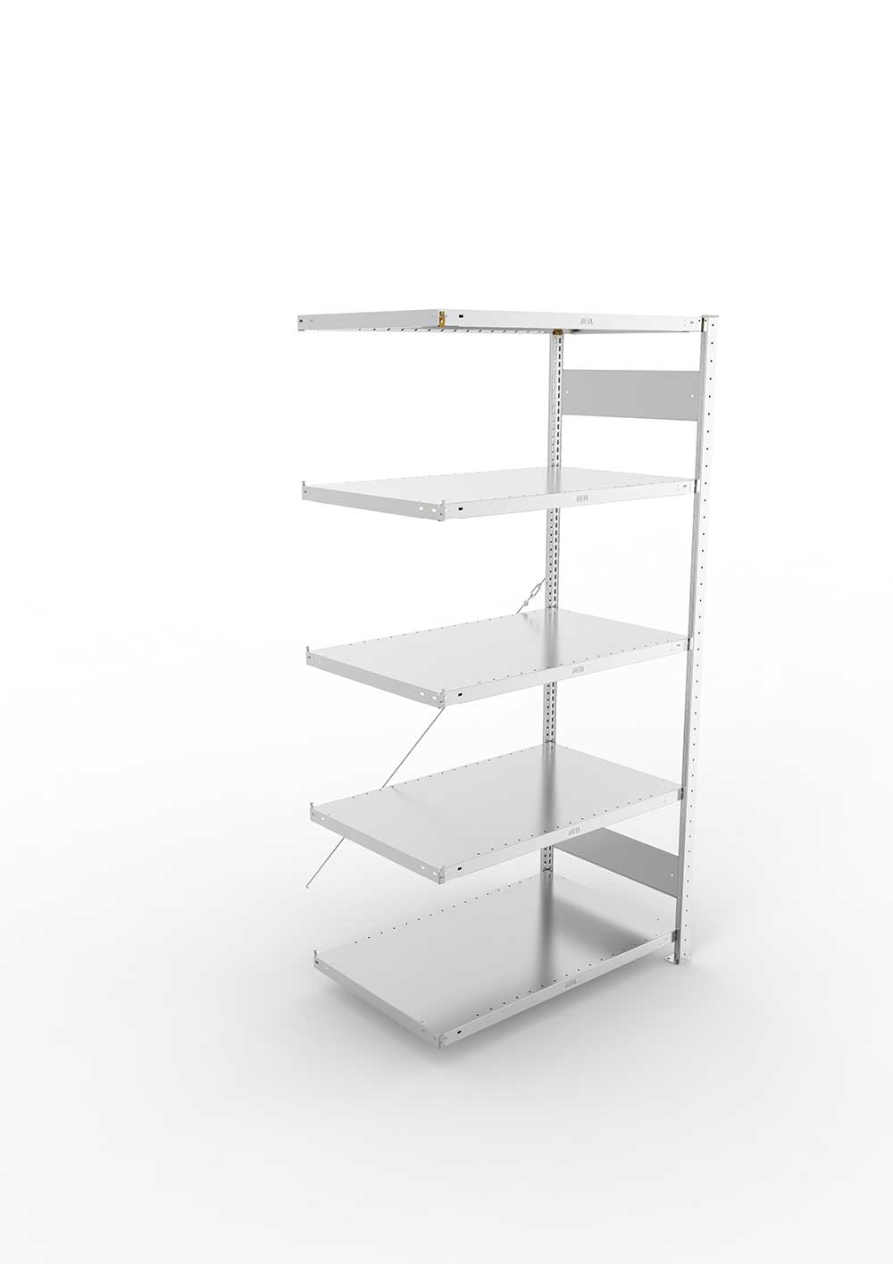 Metallregal Pro-Max Stecksystem Anbauregal – 200×100×60 cm, 230 kg, verzinkt, 5 Böden