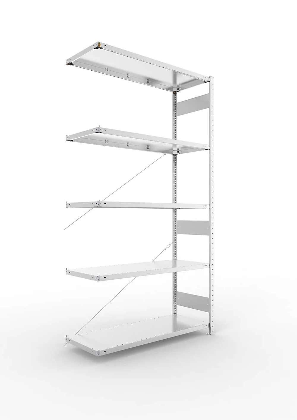 Metallregal Pro-Max Stecksystem Anbauregal – 250×130×50 cm, 230 kg, verzinkt, 5 Böden