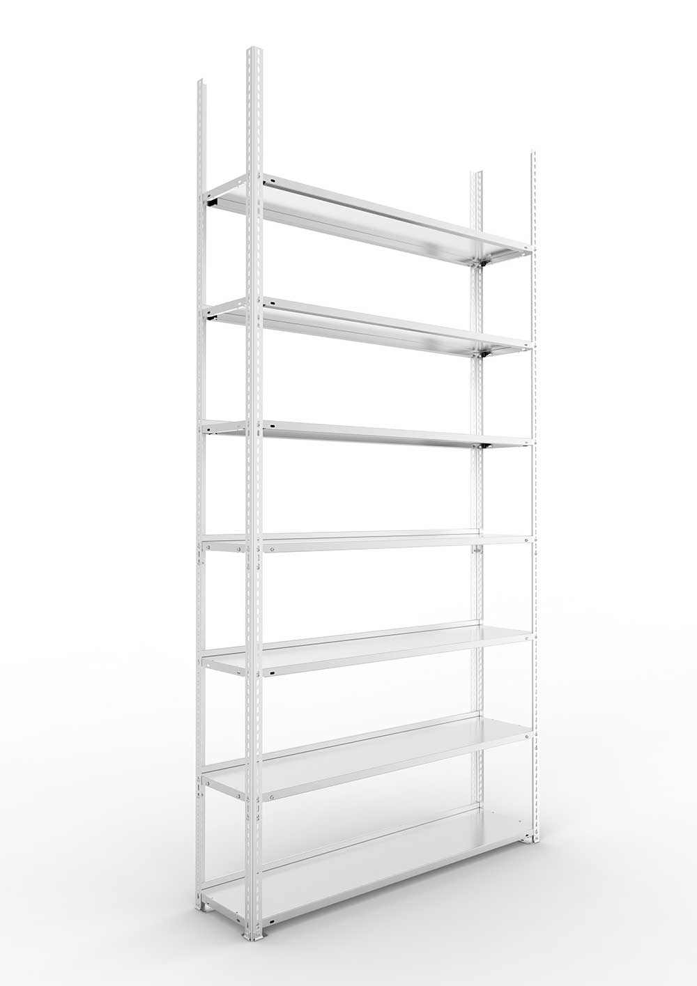 Büroregal Pro Schraubsystem Grundregal – 250×125×30 cm, verzinkt, einseitig
