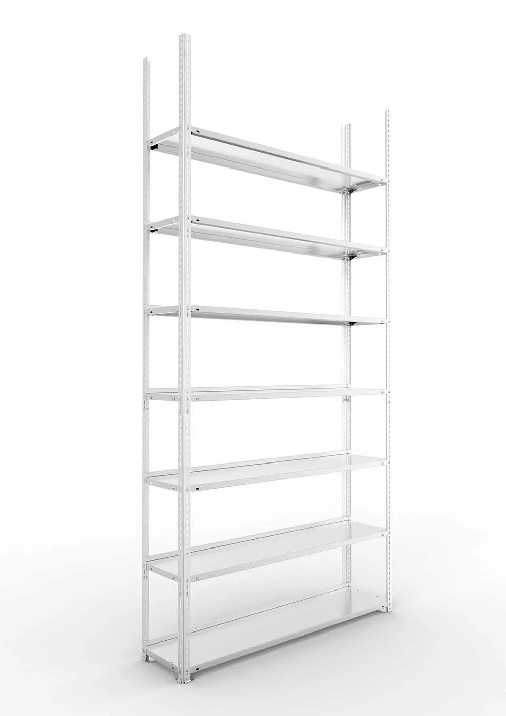 Büroregal Pro Schraubsystem Grundregal – 250×125×30 cm, verzinkt, einseitig