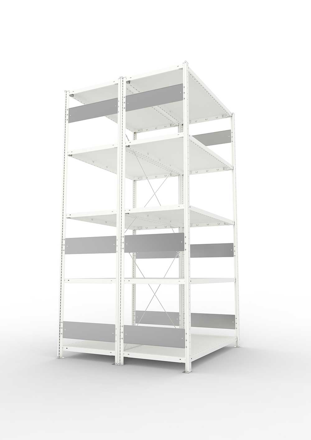 Metallregal Pro-Flex Stecksystem Doppelgrundregal – 250×130×60 cm, 230 kg, RAL 7035