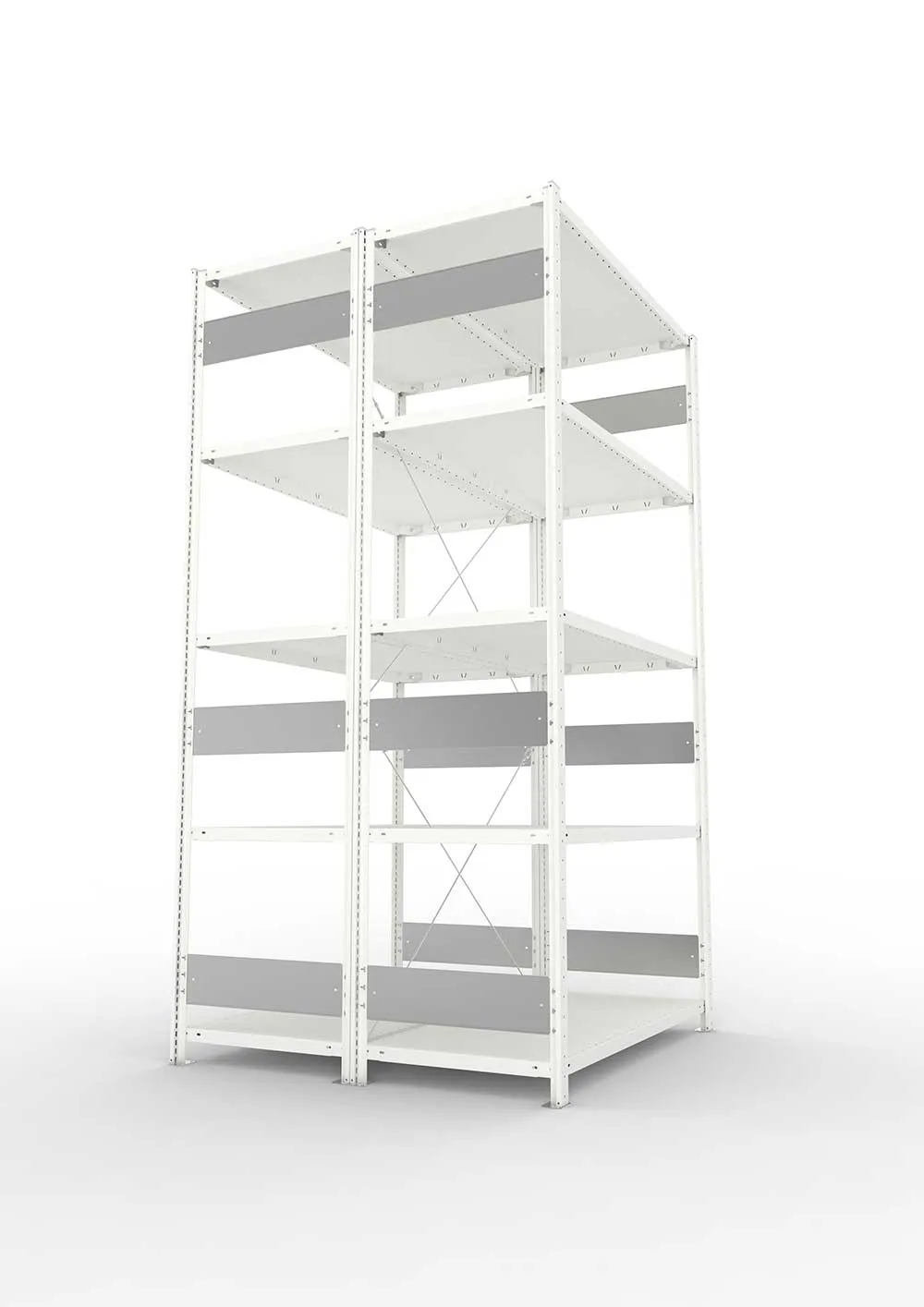 Metallregal Pro-Flex Stecksystem Doppelgrundregal – 250×130×60 cm, 230 kg, RAL 7035