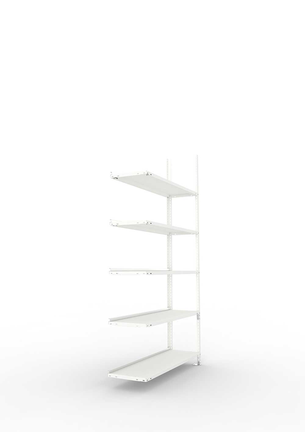 Büroregal Pro Schraubsystem Anbauregal – 185×100×30 cm, RAL 7035, einseitig
