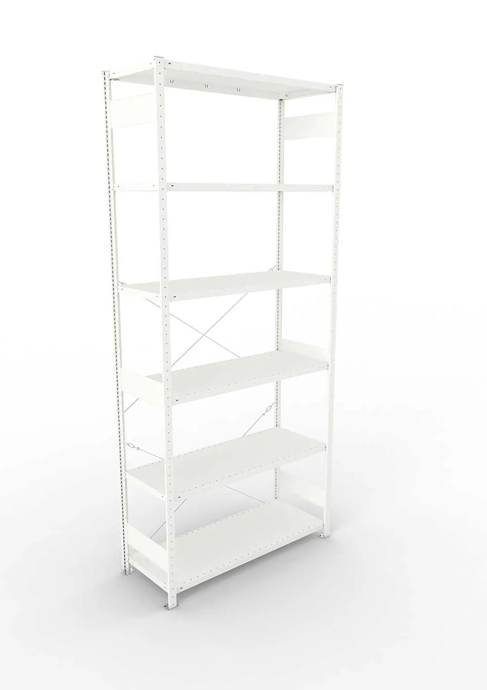 Metallregal Pro-Max Stecksystem Grundregal – 300×130×50 cm, 230 kg, RAL 7035, 6 Böden