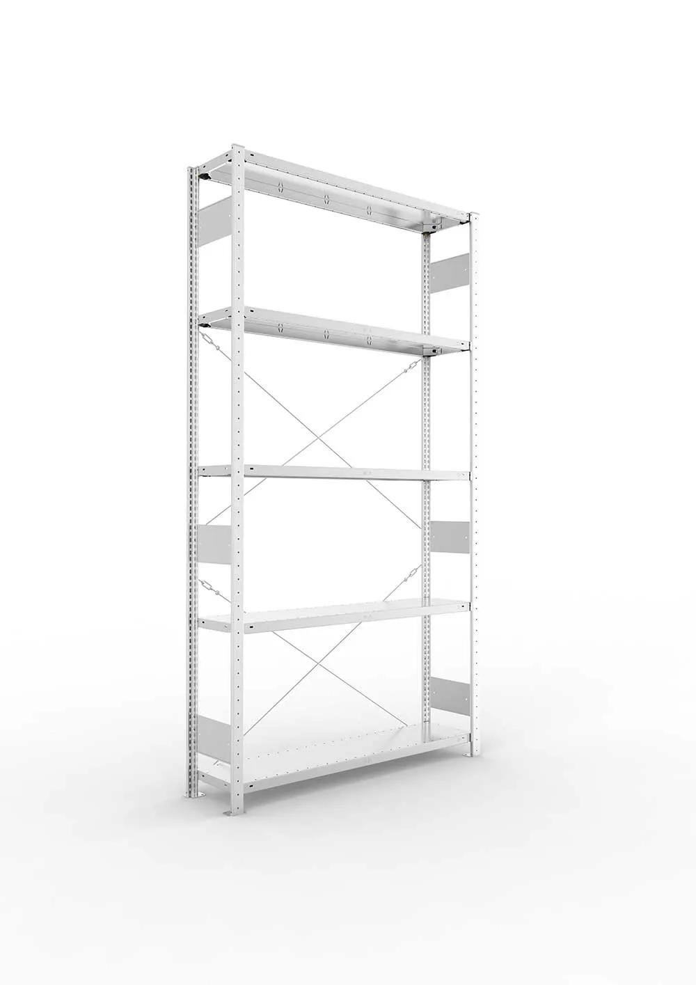 Metallregal Pro-Flex Stecksystem Grundregal – 250×130×30 cm, 230 kg, verzinkt, 5 Böden