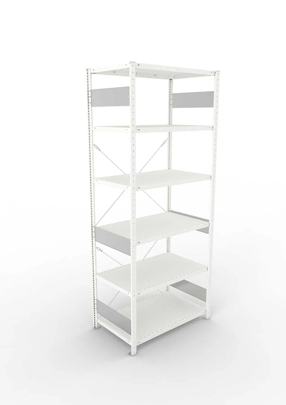 Metallregal Pro-Flex Stecksystem Grundregal – 250×100×60 cm, 150 kg, RAL 7035, 6 Böden