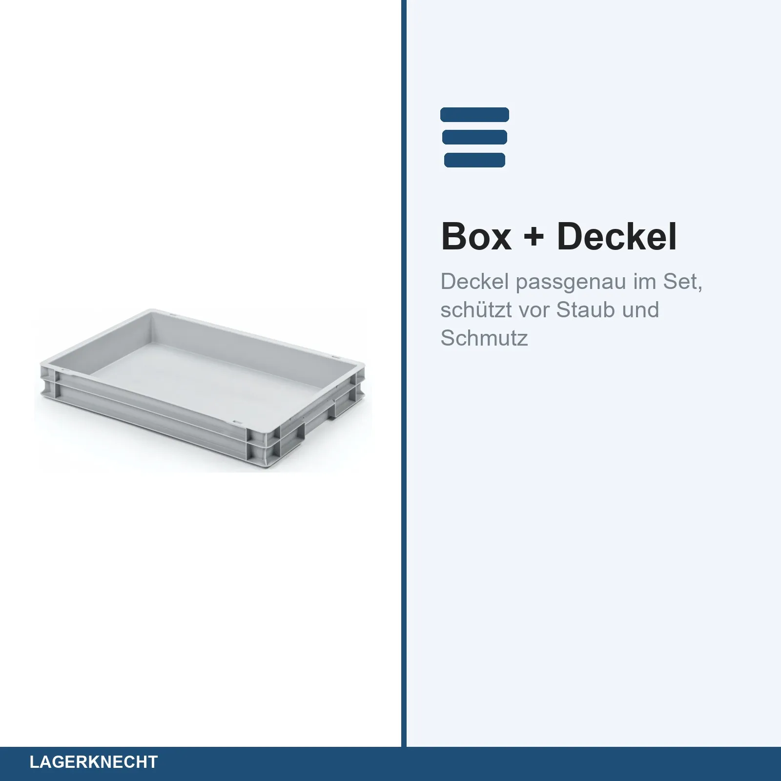 Eurobox 60x40x8 cm mit Scharnierdeckel, UNISTA