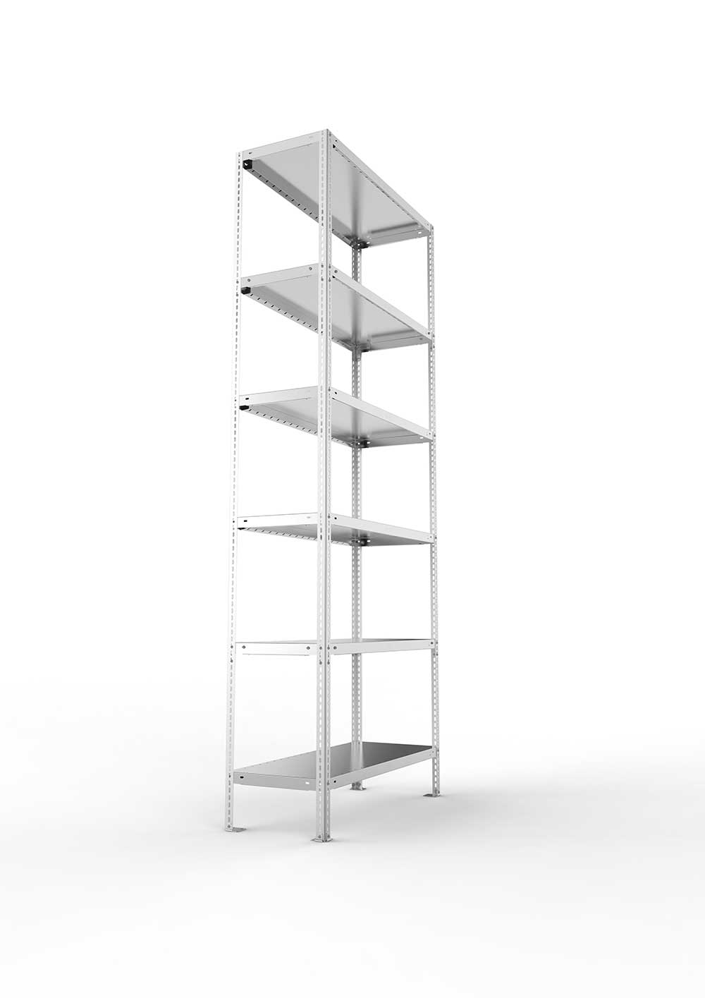 Kellerregal Pro Schraubsystem Grundregal 250×100×40 cm, 100 kg, 6 Böden, verzinkt