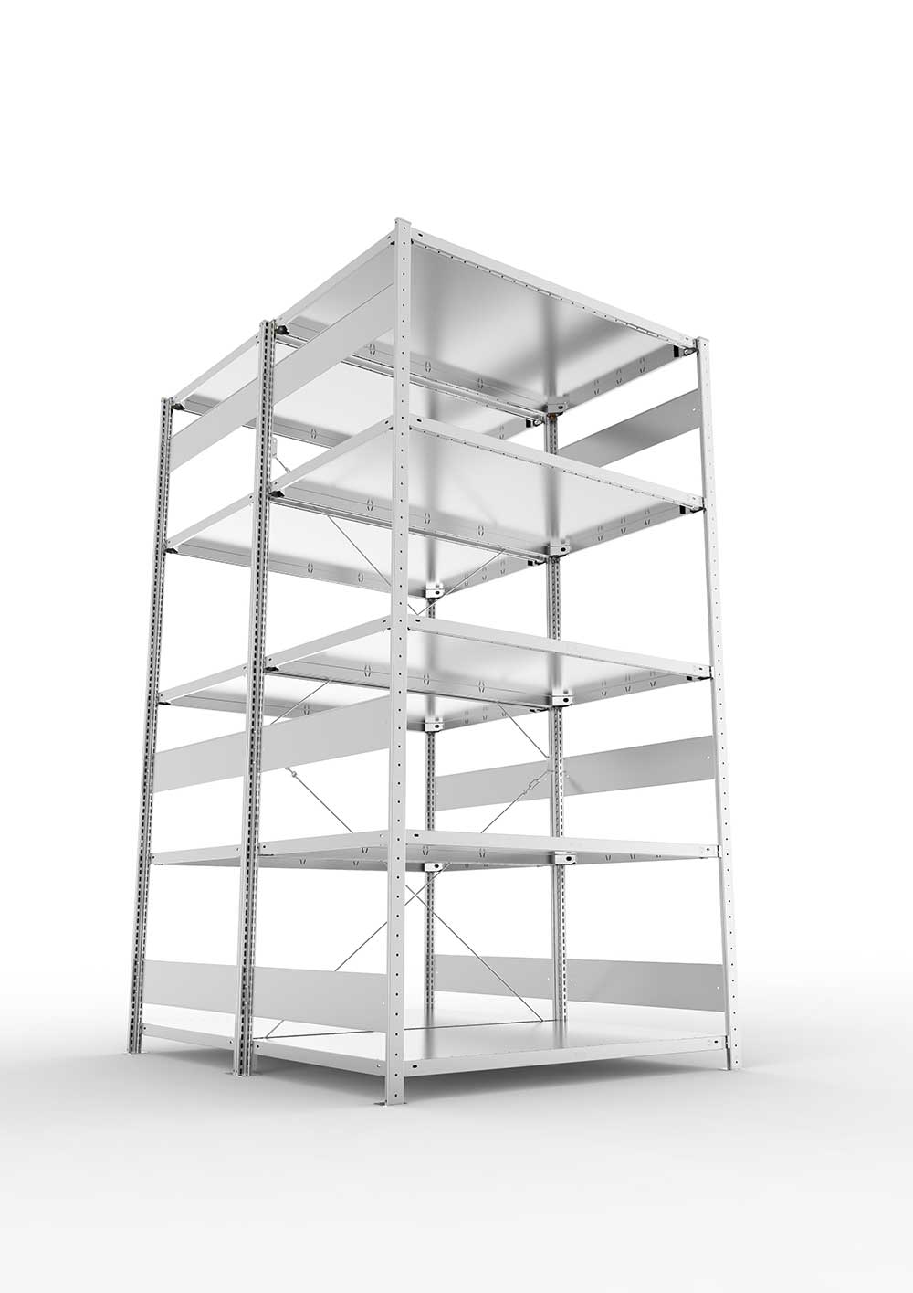 Metallregal Pro-Flex Stecksystem Doppelgrundregal – 250×130×80 cm, 230 kg, verzinkt