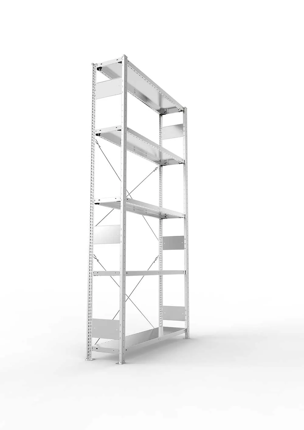Metallregal Pro-Flex Stecksystem Grundregal – 250×130×30 cm, 230 kg, verzinkt, 5 Böden