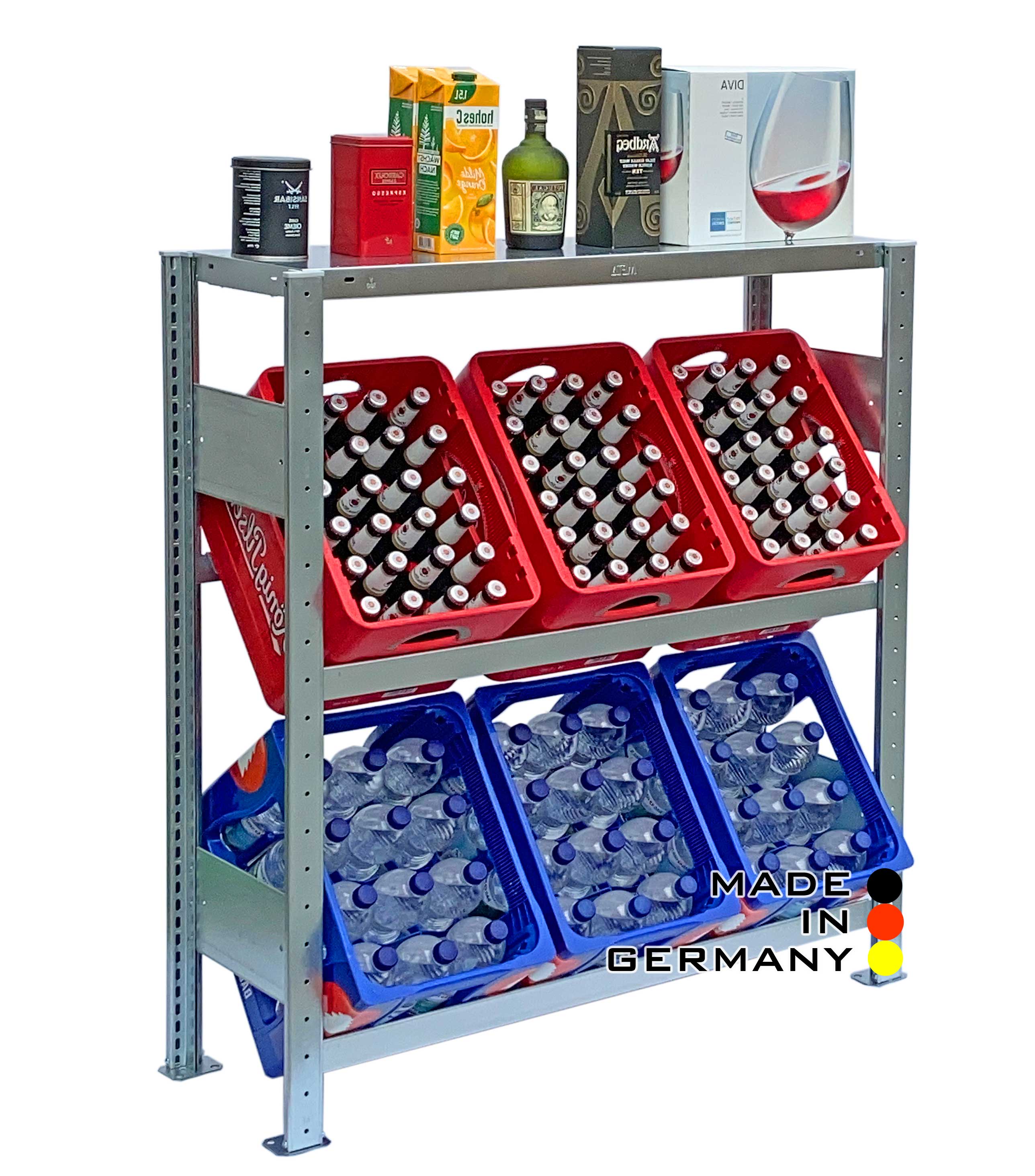 Wasserkistenregal made in Germany 115 x100 cm 2 Ebenen Anbauregal Ohne Fachboden