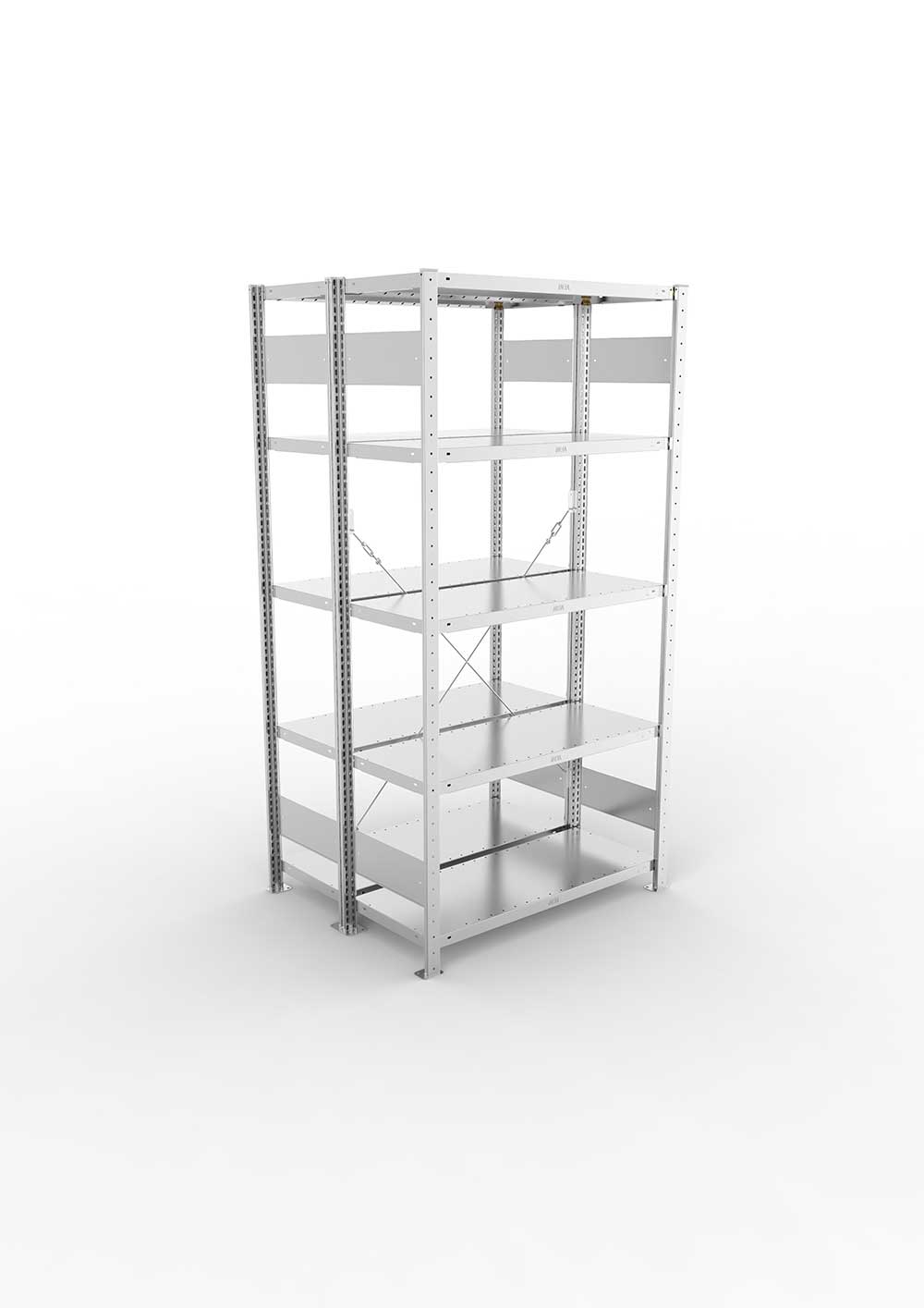 Metallregal Pro-Max Stecksystem Doppelgrundregal – 200×100×40 cm, 230 kg, verzinkt
