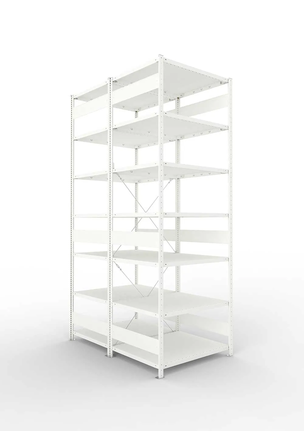 Metallregal Pro-Max Stecksystem Doppelgrundregal – 300×100×80 cm, 230 kg, RAL 7035