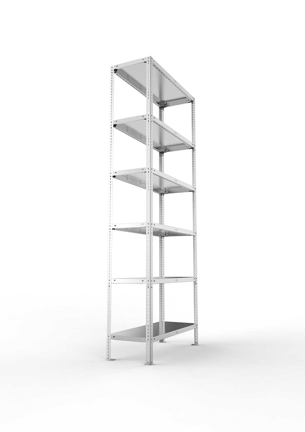 Kellerregal Pro Schraubsystem Grundregal 250×100×40 cm, 150 kg, 6 Böden, verzinkt