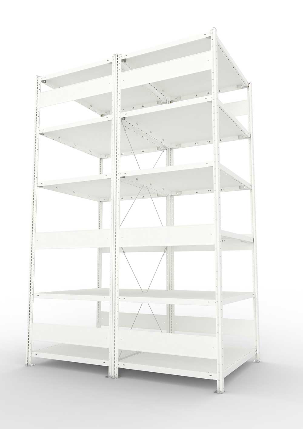 Metallregal Pro-Max Stecksystem Doppelgrundregal – 250×100×80 cm, 230 kg, RAL 7035