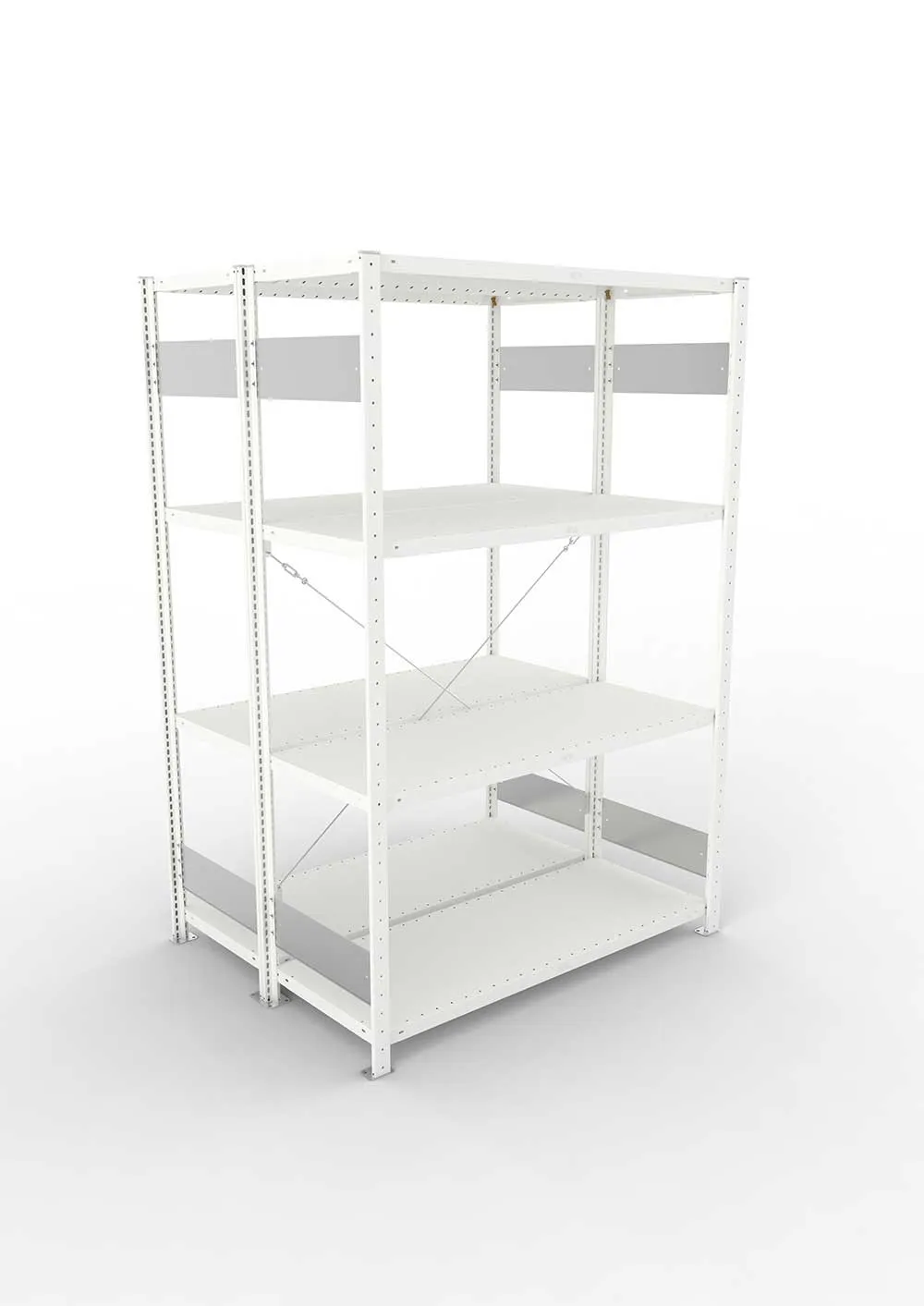 Metallregal Pro-Flex Stecksystem Doppelgrundregal – 200×130×50 cm, 230 kg, RAL 7035