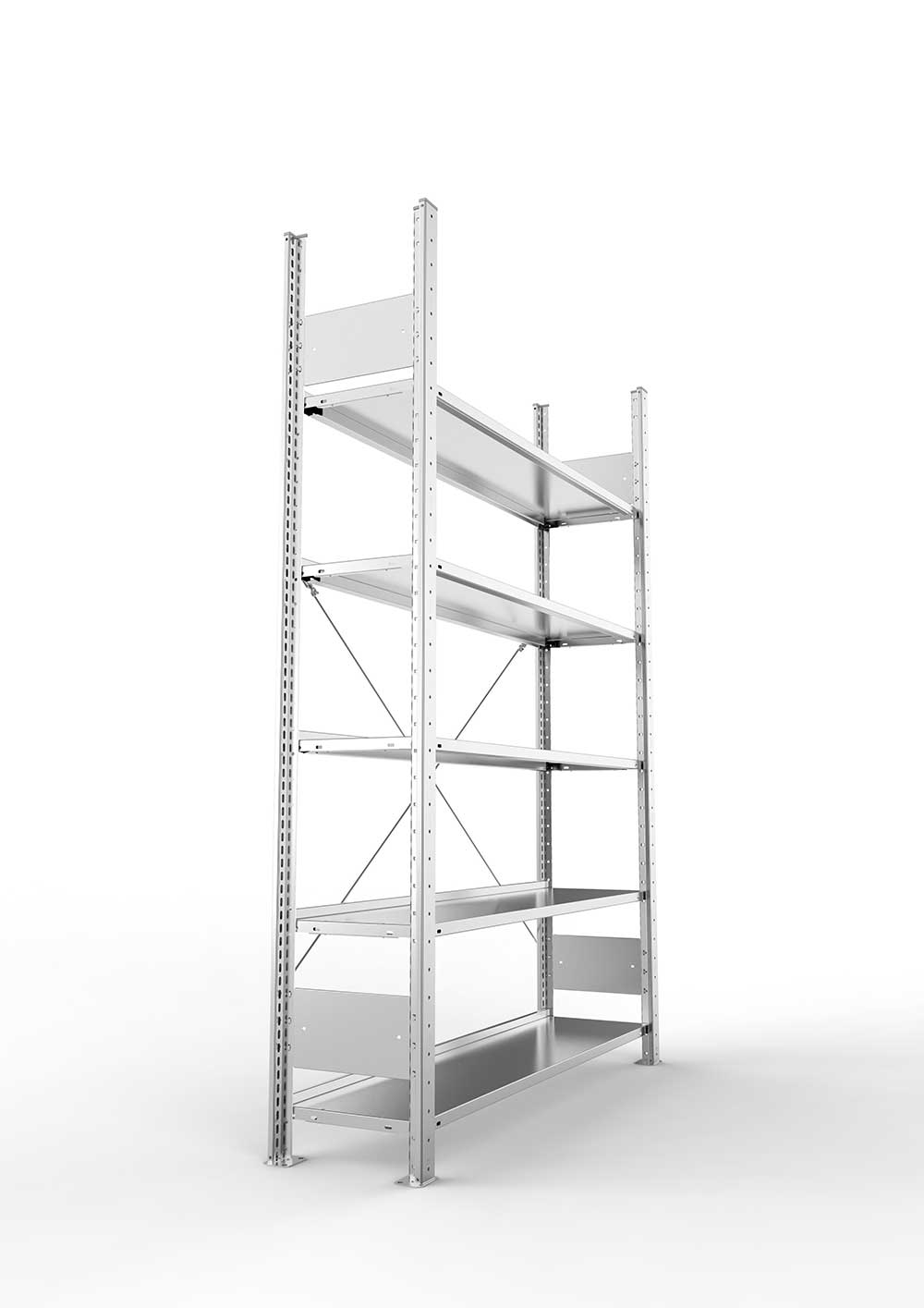 Büroregal Pro-Flex Stecksystem Grundregal – 185×125×30 cm, verzinkt, einseitig