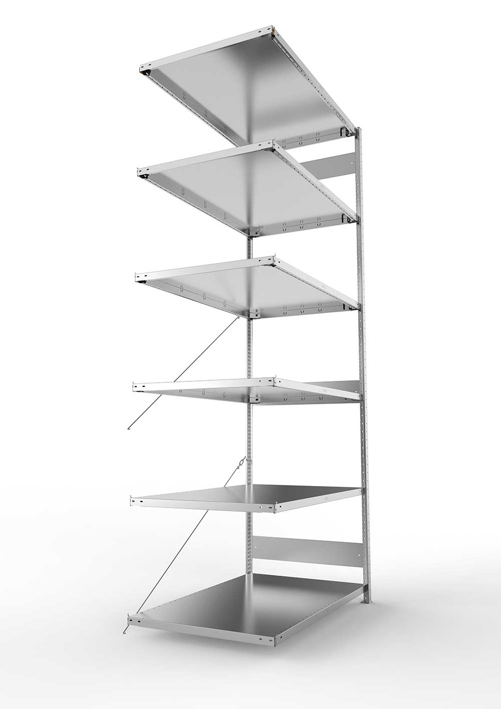 Metallregal Pro-Max Stecksystem Anbauregal – 300×130×80 cm, 230 kg, verzinkt, 6 Böden