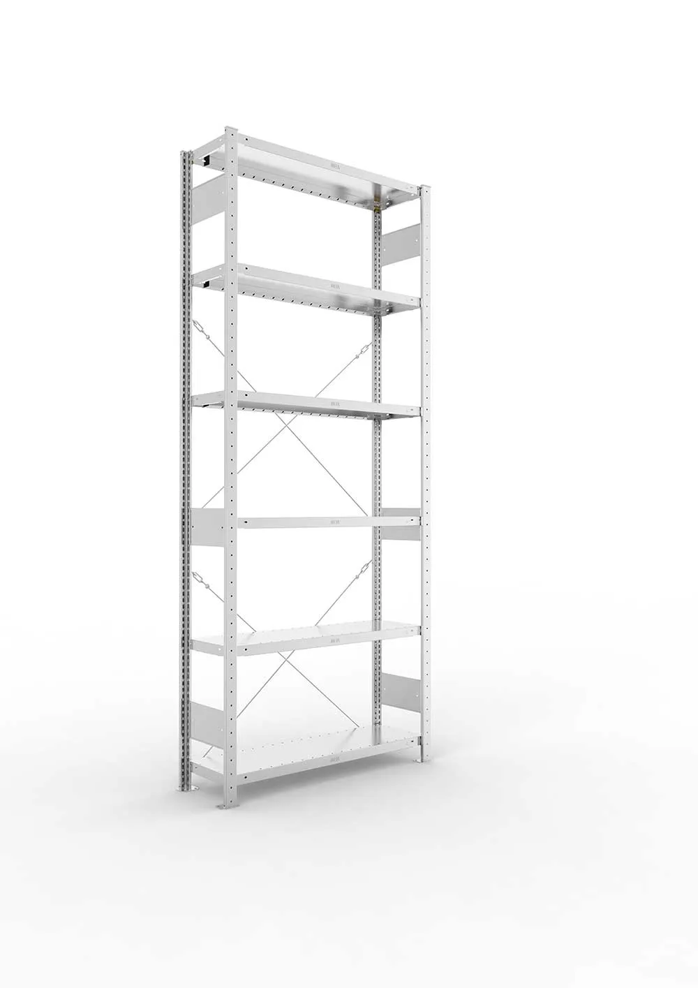 Metallregal Pro-Max Stecksystem Grundregal – 250×100×30 cm, 230 kg, verzinkt, 6 Böden