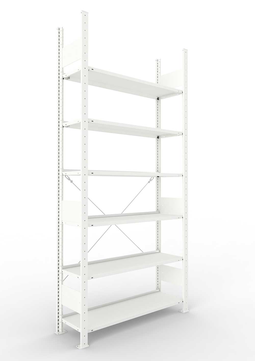 Büroregal Pro-Max Stecksystem Grundregal – 220×100×30 cm, RAL 7035, einseitig