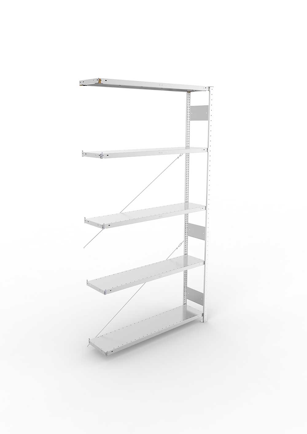 Kellerregal Pro-Flex Stecksystem Anbauregal – 250×130×30 cm, 230 kg, verzinkt, 5 Böden