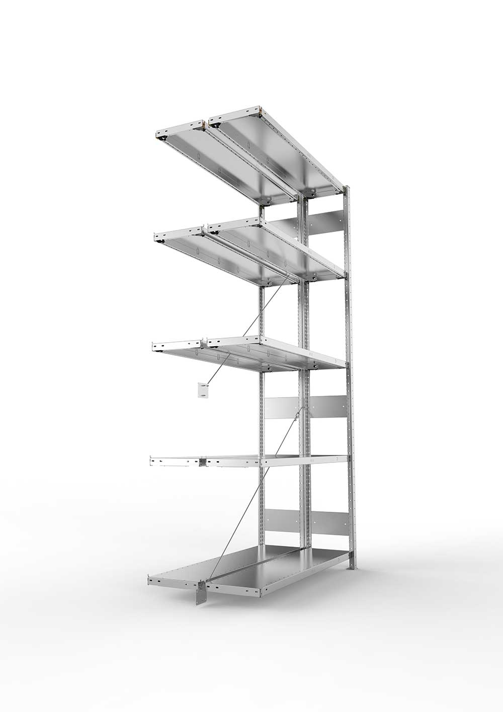 Metallregal Pro-Max Stecksystem Doppelanbauregal – 250×130×30 cm, 230 kg, verzinkt