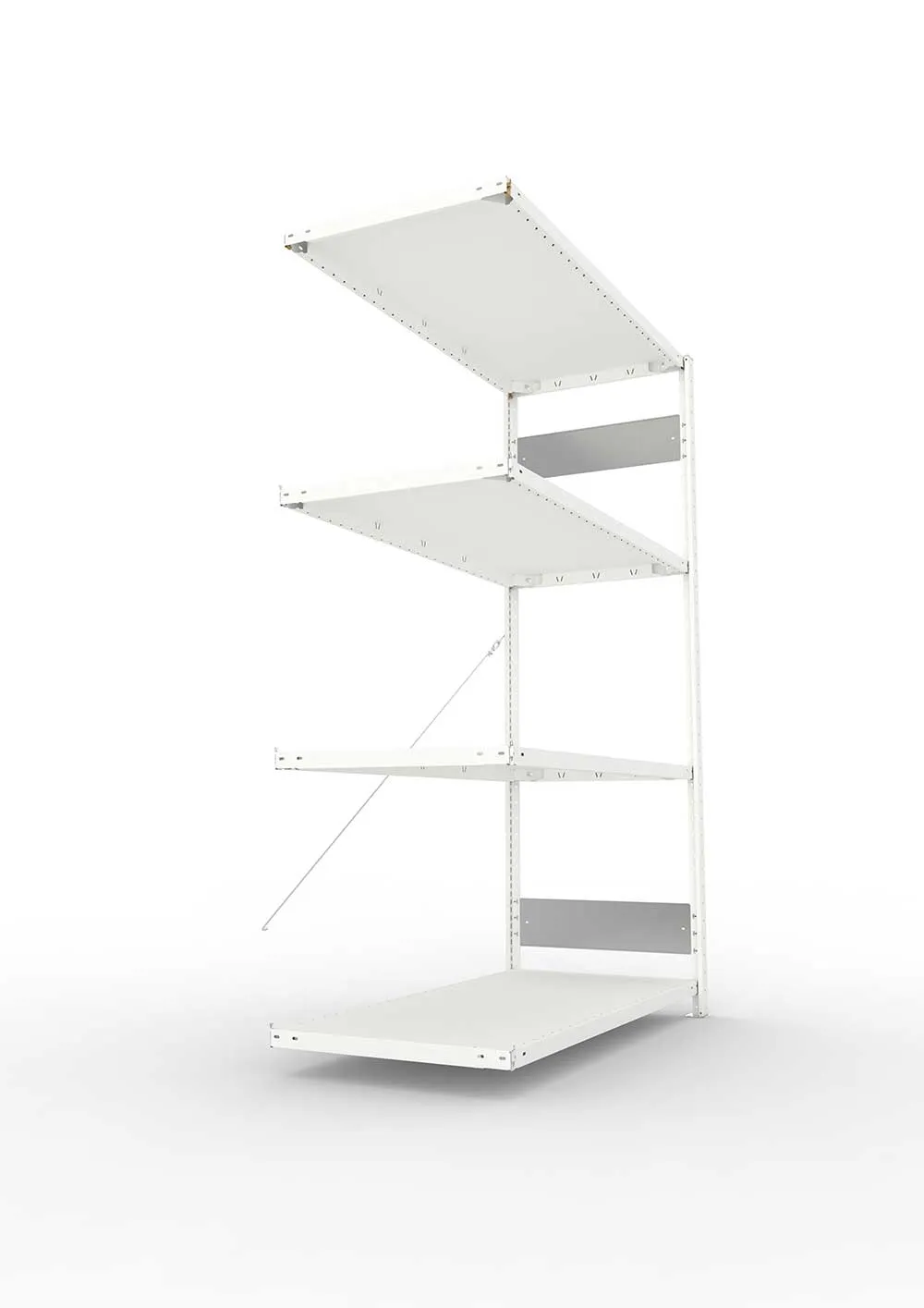 Metallregal Pro-Flex Stecksystem Anbauregal – 200×130×60 cm, 230 kg, RAL 7035, 4 Böden