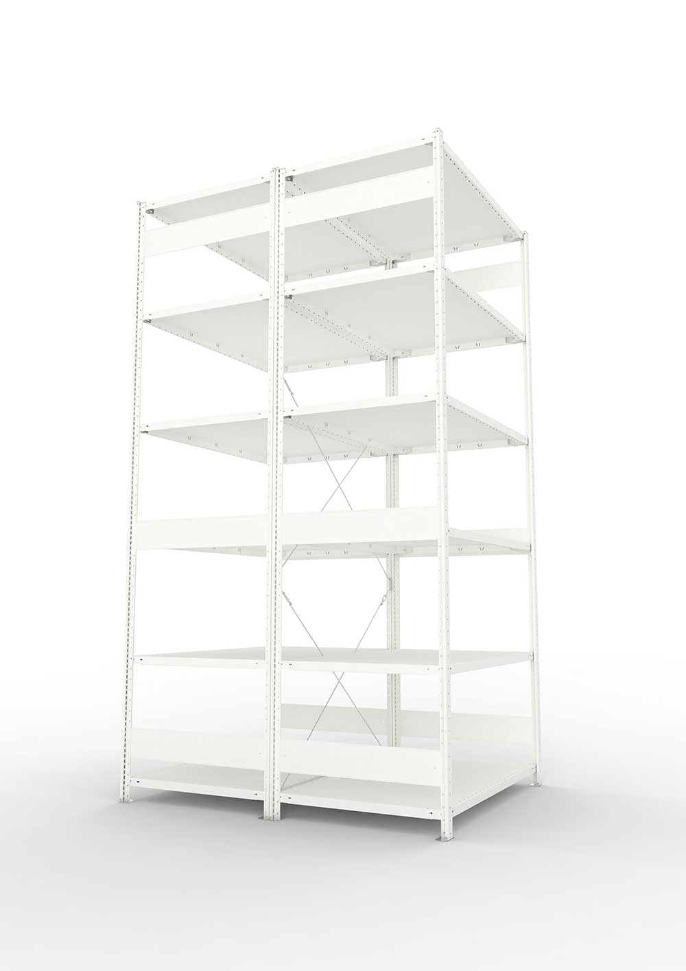Metallregal Pro-Max Stecksystem Doppelgrundregal – 300×130×80 cm, 230 kg, RAL 7035