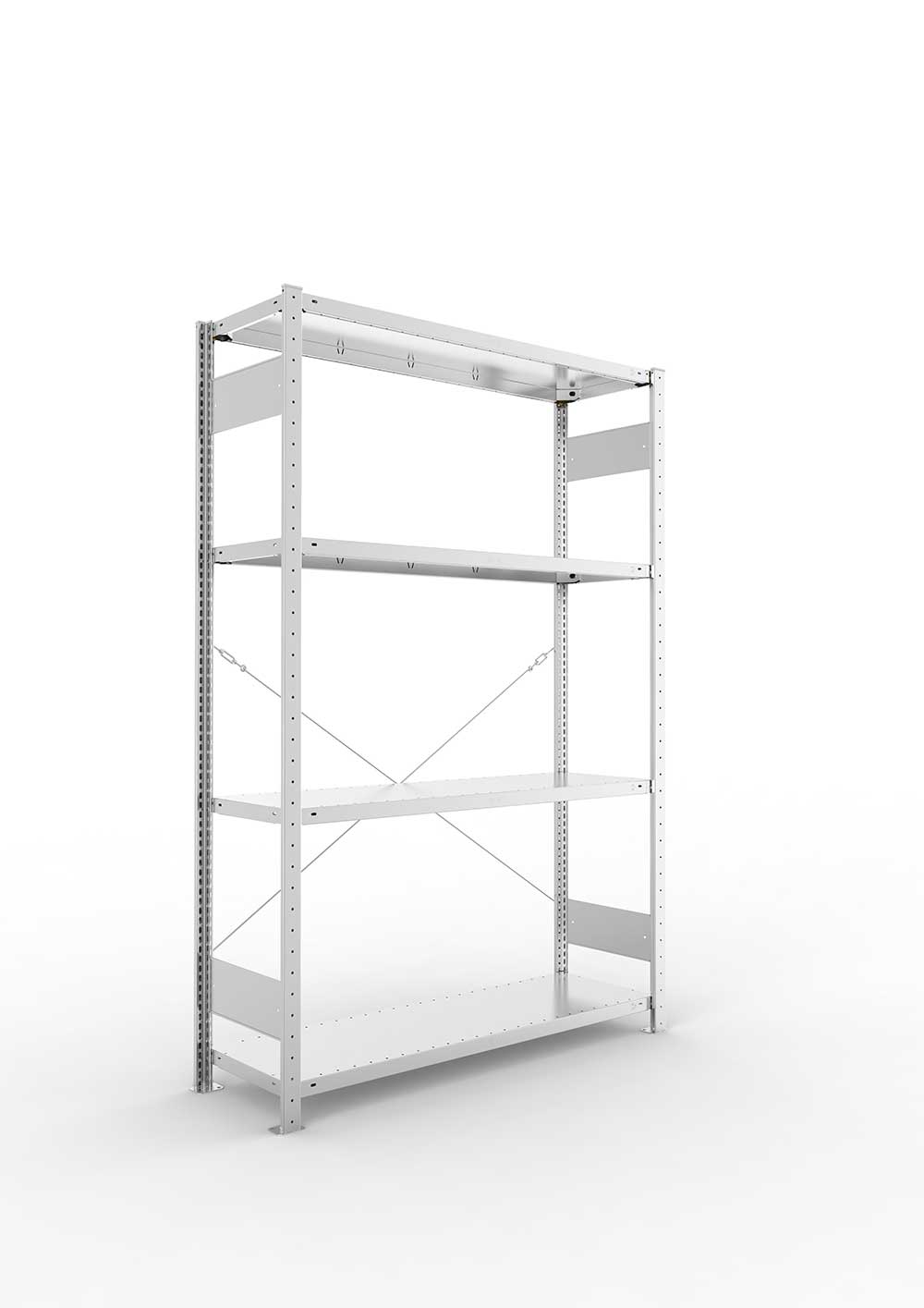 Metallregal Pro-Max Stecksystem Grundregal – 200×130×40 cm, 230 kg, verzinkt, 4 Böden