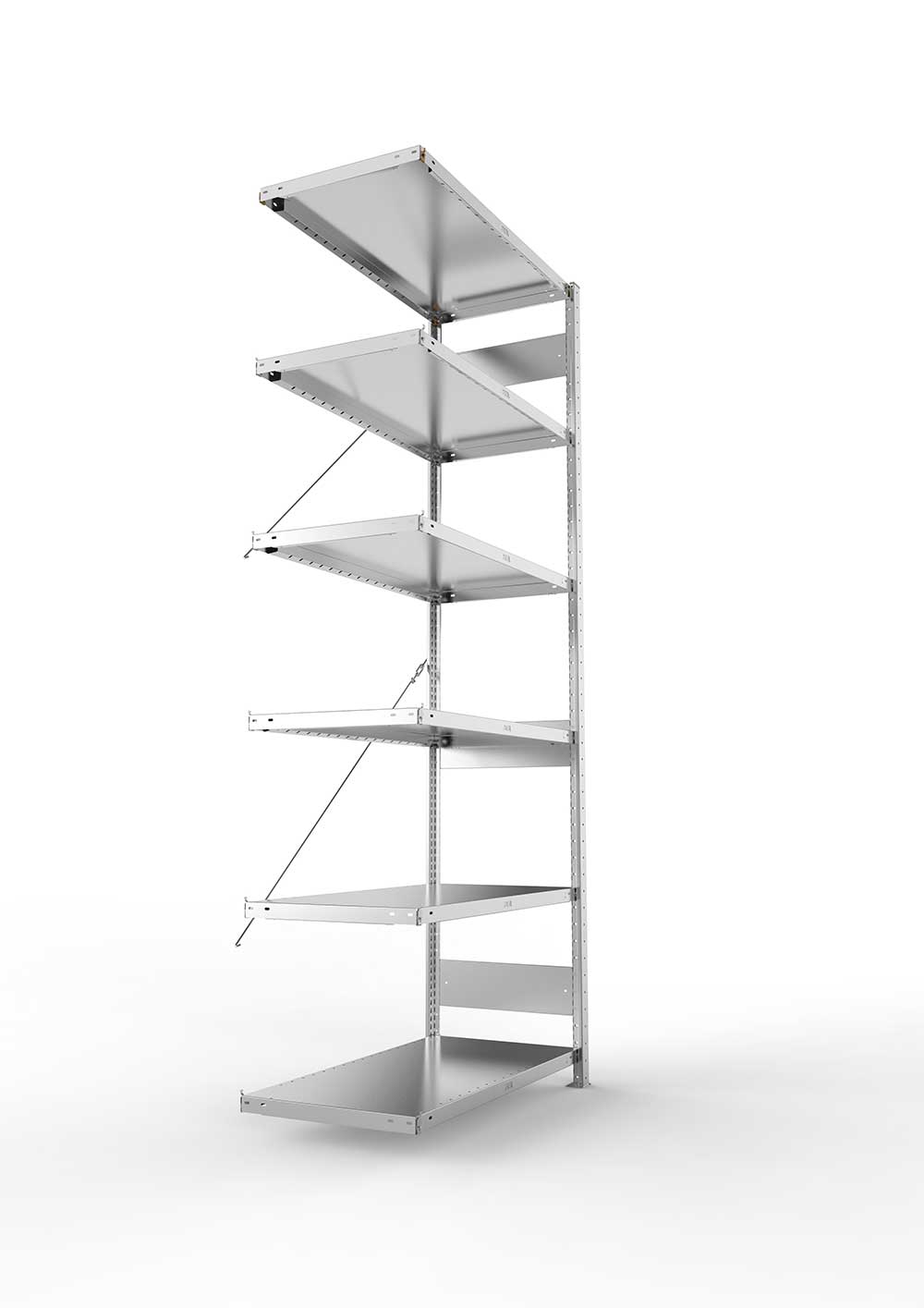 Metallregal Pro-Max Stecksystem Anbauregal – 250×100×50 cm, 230 kg, verzinkt, 6 Böden