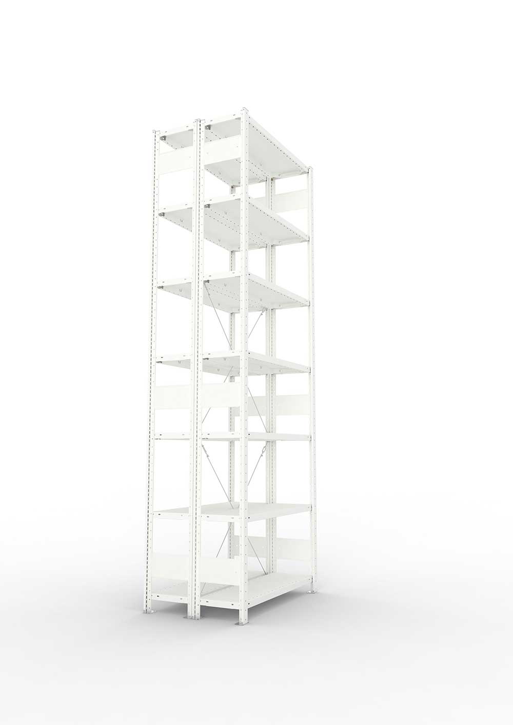 Metallregal Pro-Max Stecksystem Doppelgrundregal – 300×100×30 cm, 150 kg, RAL 7035