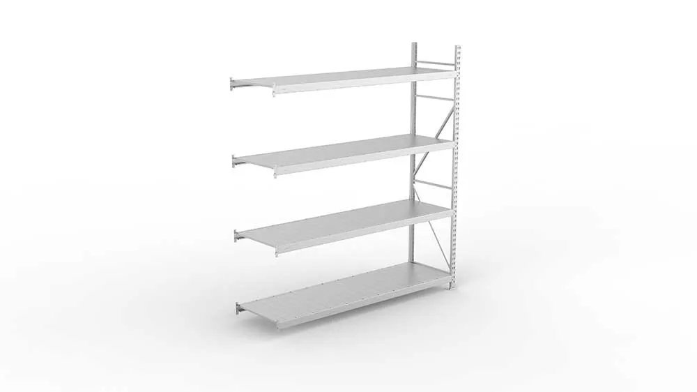 Weitspannregal  Anbauregal 2500 mm mm x 2200 mm x 650 mm verzinkt komplett mit Stahlpaneele mit 4 Böden Weitspannregal  Lagerknecht