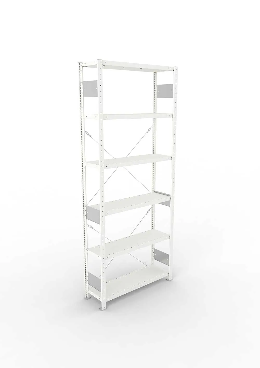 Metallregal Pro-Flex Stecksystem Grundregal – 250×100×30 cm, 150 kg, RAL 7035, 6 Böden